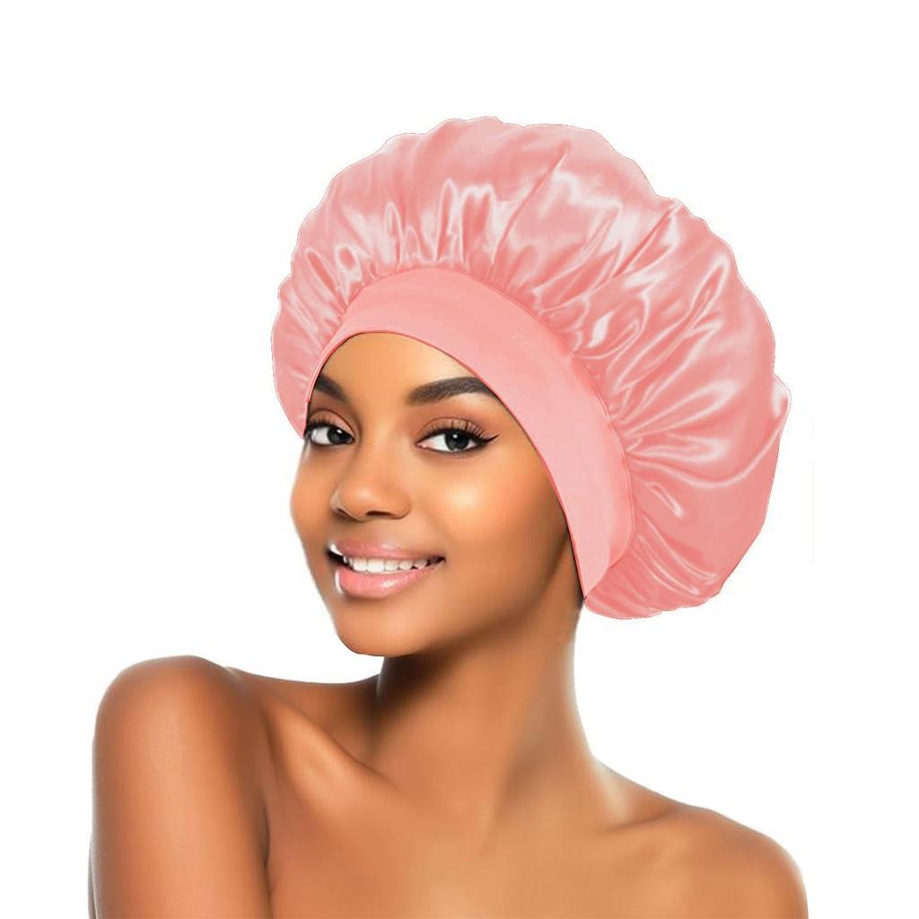 Women's Wide Brim Satin Sleep Cap – High Elasticity Hair Care Beauty Hat