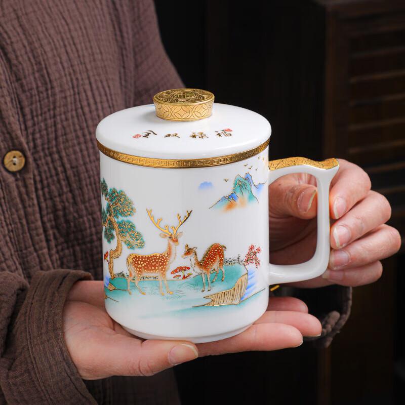 Chaxun 450mL Ceramic Business Tea Cup with Lid and Infuser