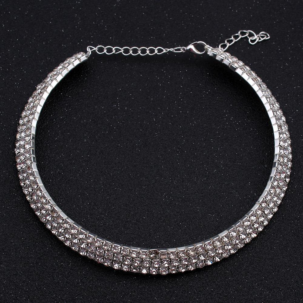 Fashion Jewelry Full Diamond Rhinestone Multi-layer Multi-row Collar Bridal Crystal Collar Short Collar Necklace
