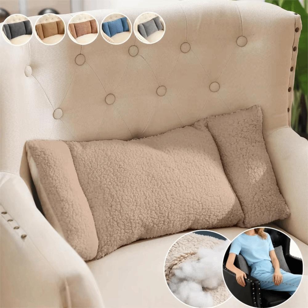 Simple Ergonomic 3-Segment Lumbar Pillow Soft Extended Waist Cushion Fleece Solid Color Car Seat Cushion Office Chair