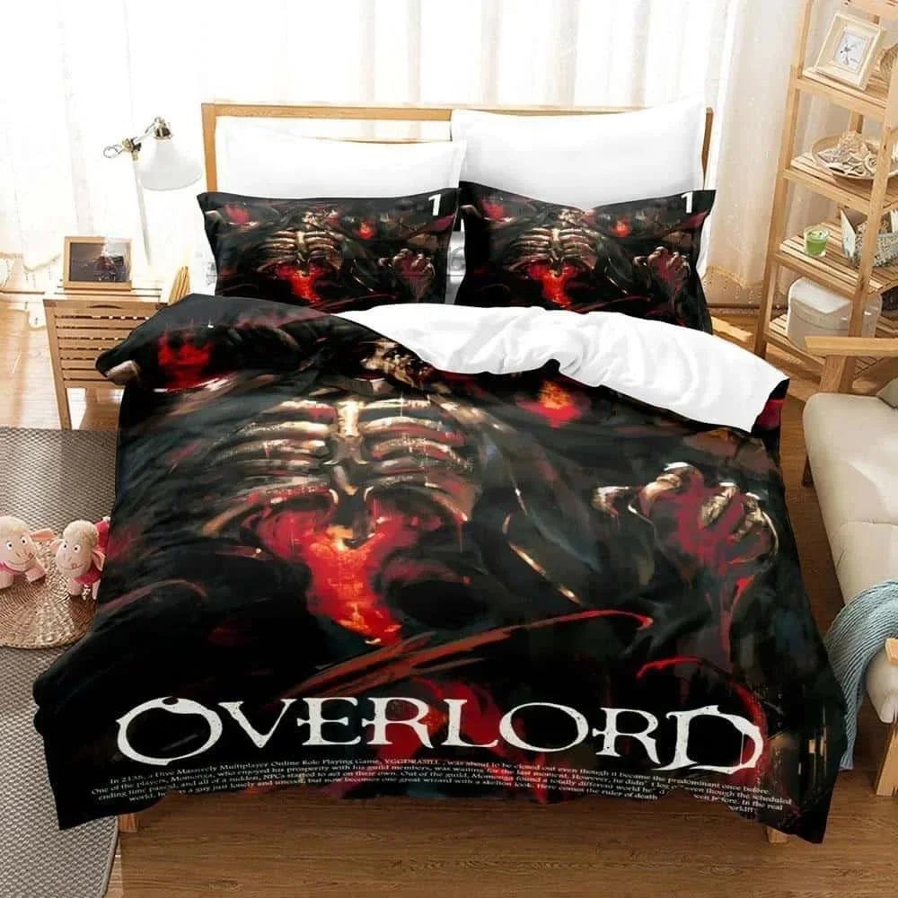 Fashion OVERLORD Bedding Set Single Twin Full Queen King Size Bed Set Adult Kid Bedroom Duvet cover Sets 3D Print Skeleton Anime