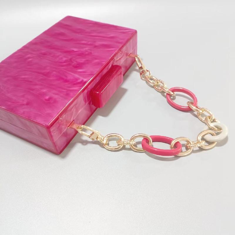 New Acrylic Chain Handbag Crossbody Bag Rose Red Fashion Evening Wedding Women Hand Sac A Mains Femme Side Bags Shoulder Small