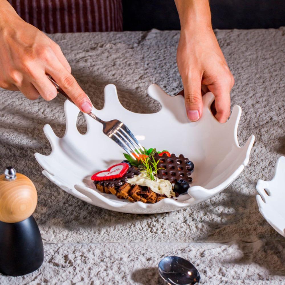 Nordic Style Coral Design Ceramic Salad Plate Heat-resistant Snack Tray  Restaurant