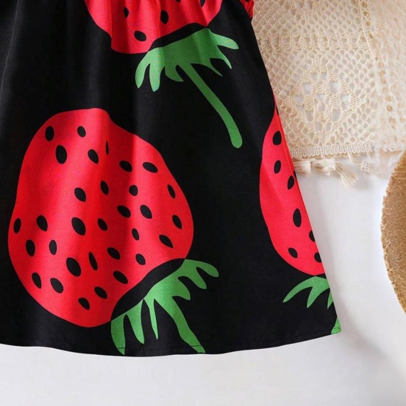 Children's Strawberry Dress: Summer Printed Sweet Princess Dress for Girls