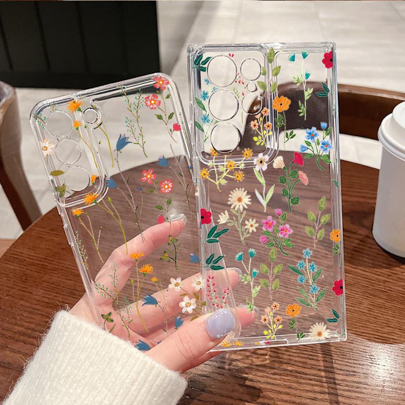 Little Flower Pattern Phone Case For Samsung Galaxy S26 S25 S24 S23 Ultra S22 Plus S24 S21 FE S25 Edge Clear Silicone Soft Cover