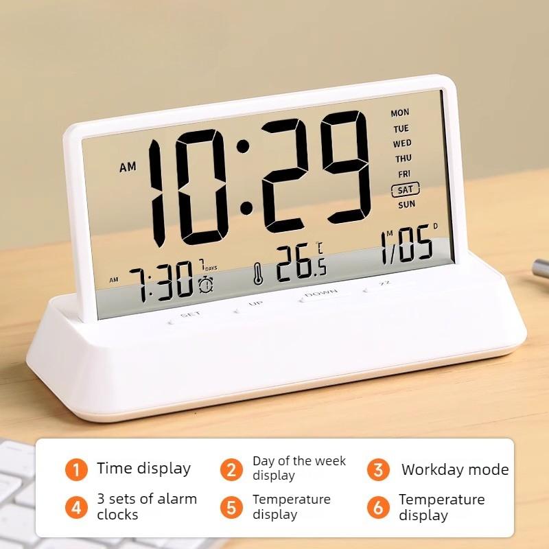 

Electronic Clock New Ornaments Desktop Creative Digital Alarm Clock Living Room Calendar High-end Home Decoration білий