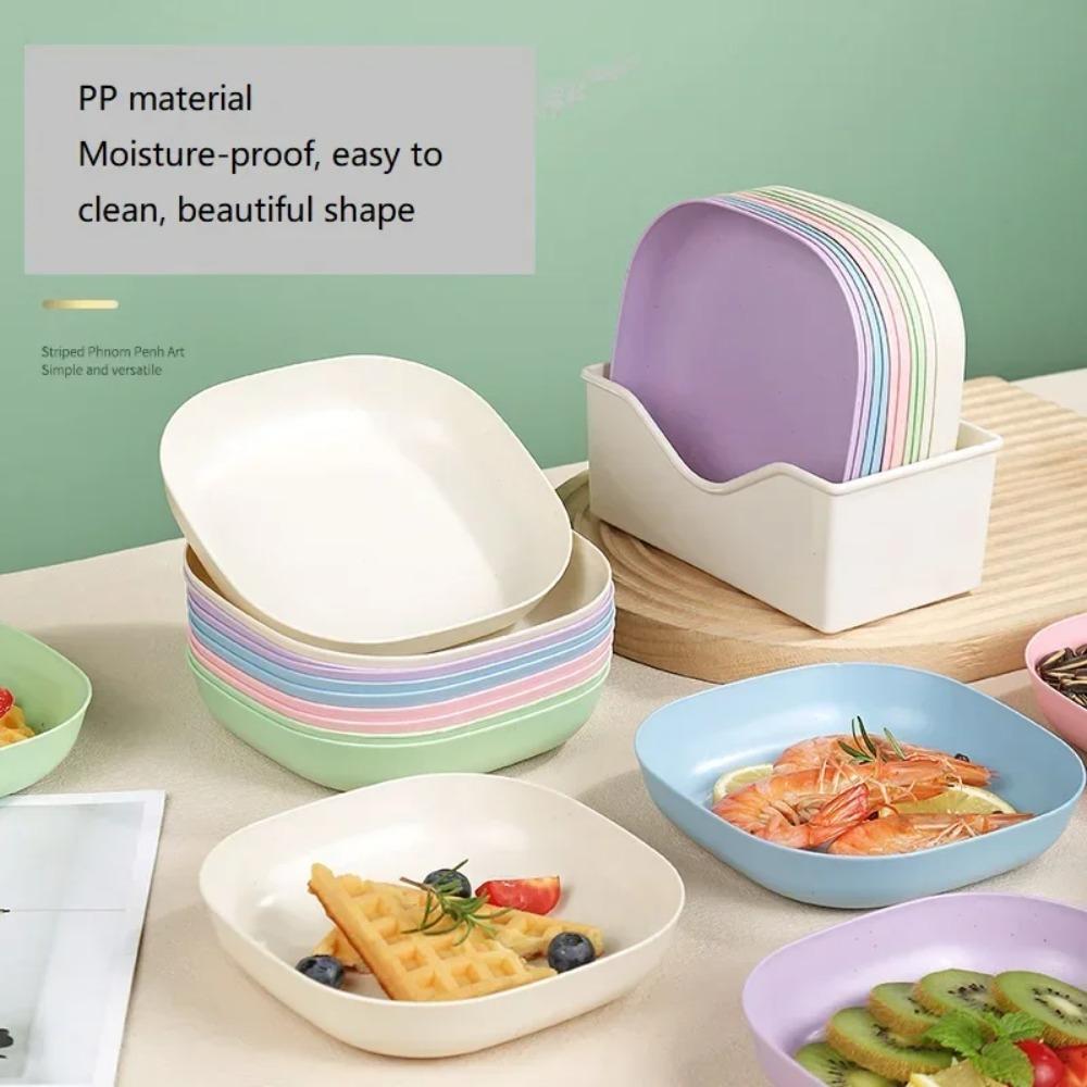 

10PCS Plastic Fruit Plate Multifunctional Snack Dish Rectangular Food Bread Pan Dining Color Random