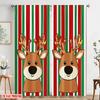 2 Stück, 2D-Flachdruck Vorhänge Niedliches Rentier Weihnachten Festlich (2) Vielseitiger Stoff (ohne Stange) Art Deco Festlich Perfekt für