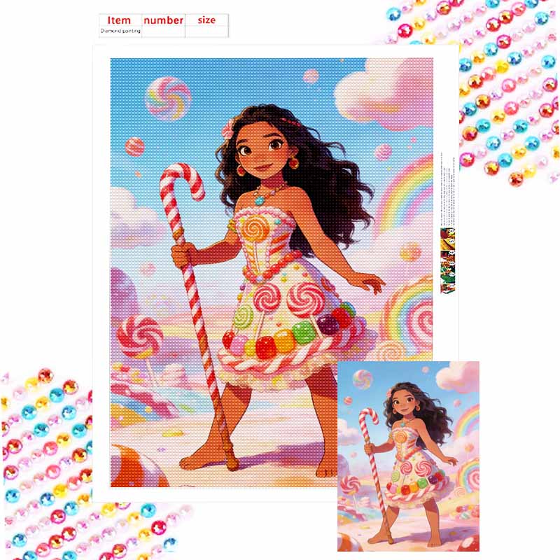 Disney princess candy land character diamond painting mosaic diamond art painting kit handmade diy home decoration Round 20x30cm