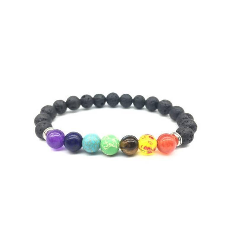 

Elegant Matte Black Stone Multi-color Elephant Yoga Bracelet Perfect For Unisex Wear