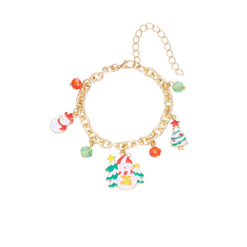 Christmas Santa Claus Snowman Tree Pendant Bracelet For Women Girls Exquisite Christmas Party Bracelet Jewelry Adjustable Gift