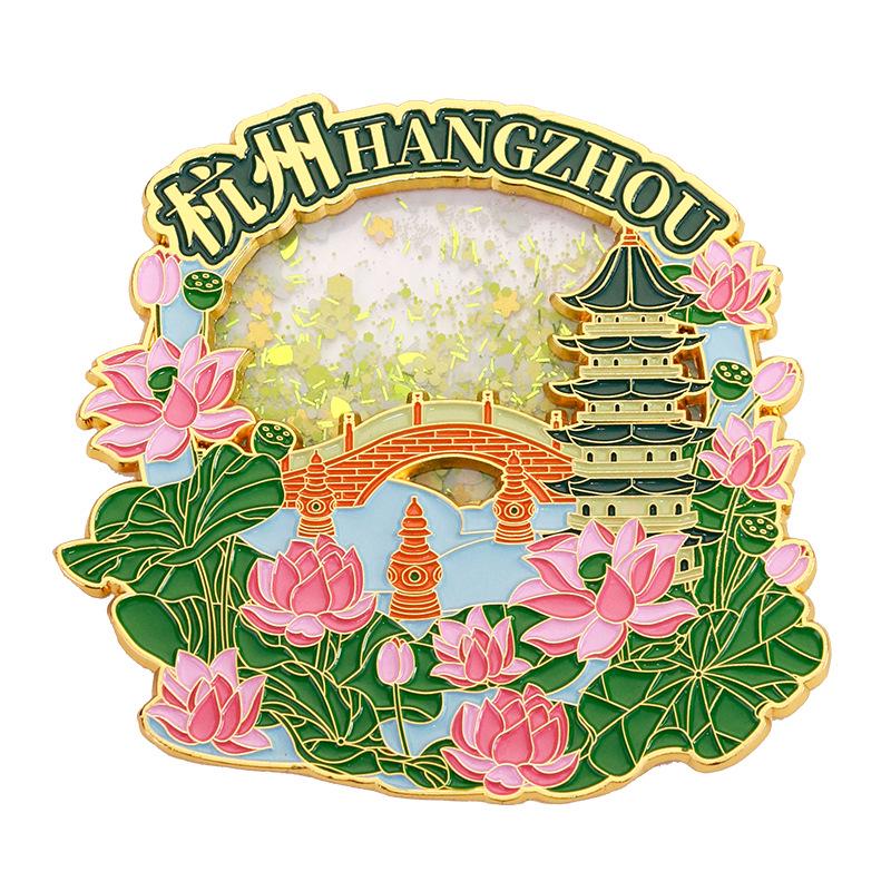 Hangzhou Quicksand 3D Scenic Chinese Style Painted Fridge Magnet Souvenir