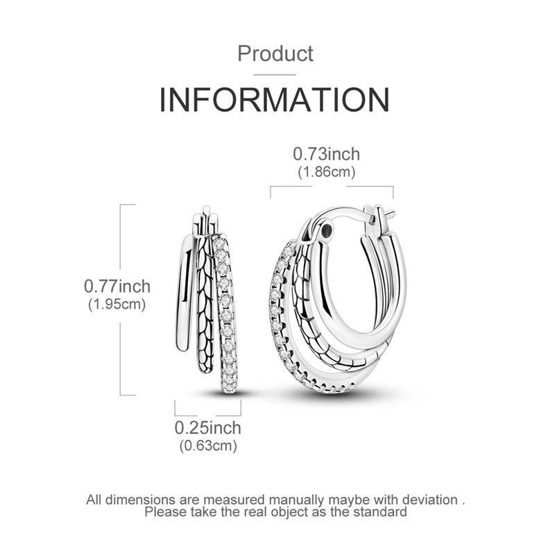 925 Sterling Copper Heart Snake Bone Pattern Cross Shell Zircon Four-pointed Star Earrings for Women Earring Fine Zircon Gifts