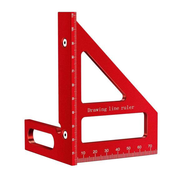 3D Aluminum Alloy Triangle Ruler with Drill Guide Holes Protractor Precision Drilling Guide Ruler Multi-Angle Measuring Tool