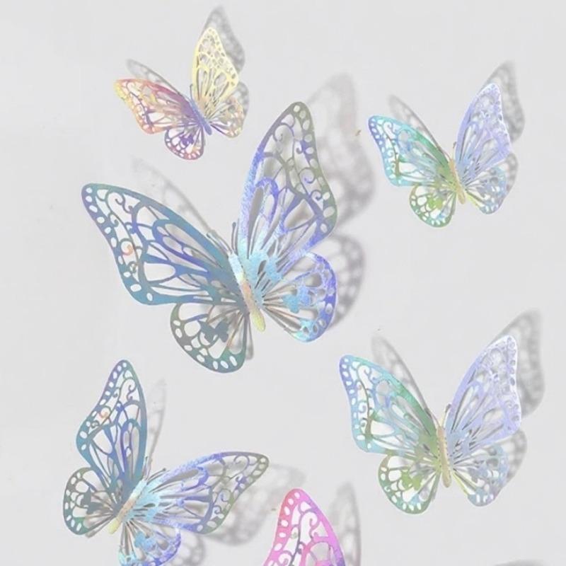 

12-36Pcs Butterfly for Gift Packing Decorative 3d Butterflies Decals Flower Arrangement Wall Paper Ornament DIY Wrapping 1bag(12pcs)