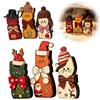 2D Flat Cat Ornaments 3Pcs Christmas Wooden with Hat and Bow Tie, Decorative Decor Thanksgiving Tabletop Figurines, Cute Desktop Decoration
