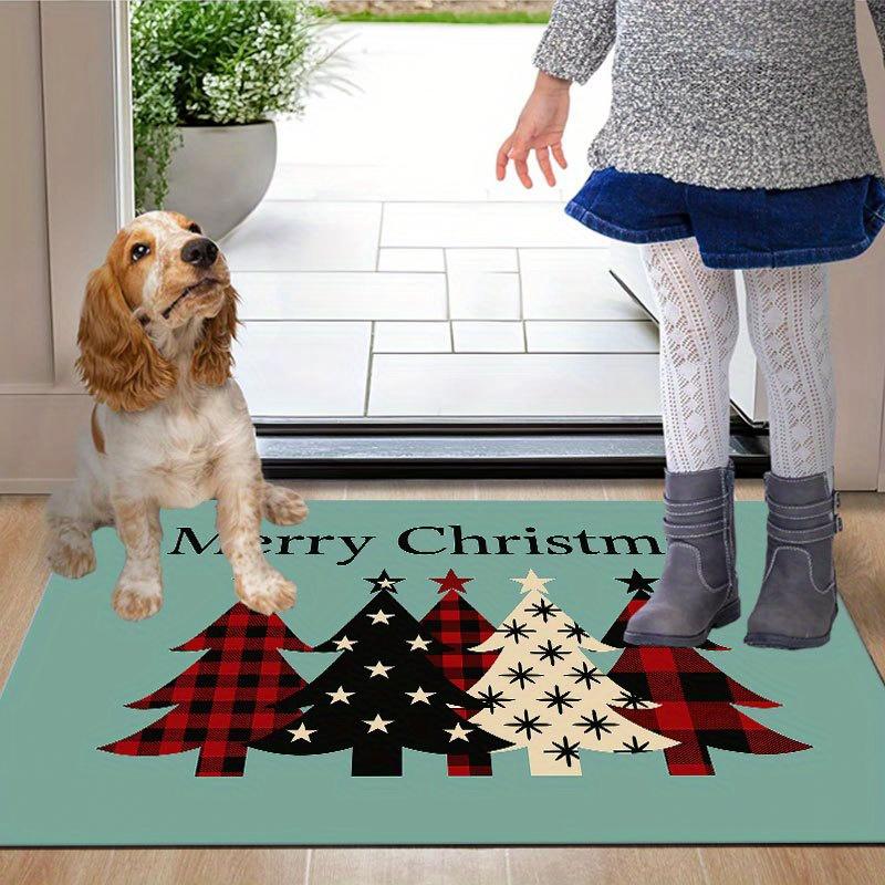 1Pcs Anti Fatigue Kitchen Rugs Christmas Plaid Trees Print Waterproof Non-Slip Thick Cushioned Kitchen Mat Heavy Duty Comfort Standing Mat for Kitchen