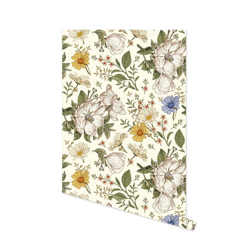 Birds Tree Flower Self-Adhesive Wallpaper Floral Vintage Peel and Stick Removable Wallpaper Wall Stickers for Wall Home Decor