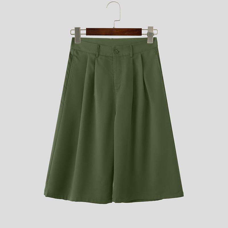 INCERUN Summer Men Zip-up Waist Casual Loose Half Pants Shorts