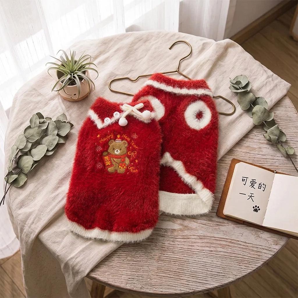Gemütlicher gestreifter Kunstmink-Pullover für kleine/mittelgroße Hunde & Katzen - Herbst/Winter Haustierbekleidung