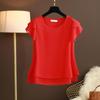 Women Summer Blouse Loose Oversized Short Sleeve O Neck Shirt Female Tops