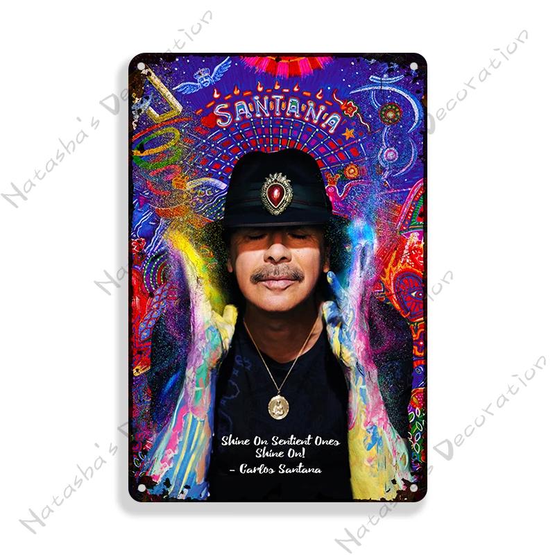 Rockmusik Poster Santana Metallschild ROCK Band Schild Bar Cafe Club Metallplatte Vintage Metallplakette Garage Cafe Wanddeko Schilder