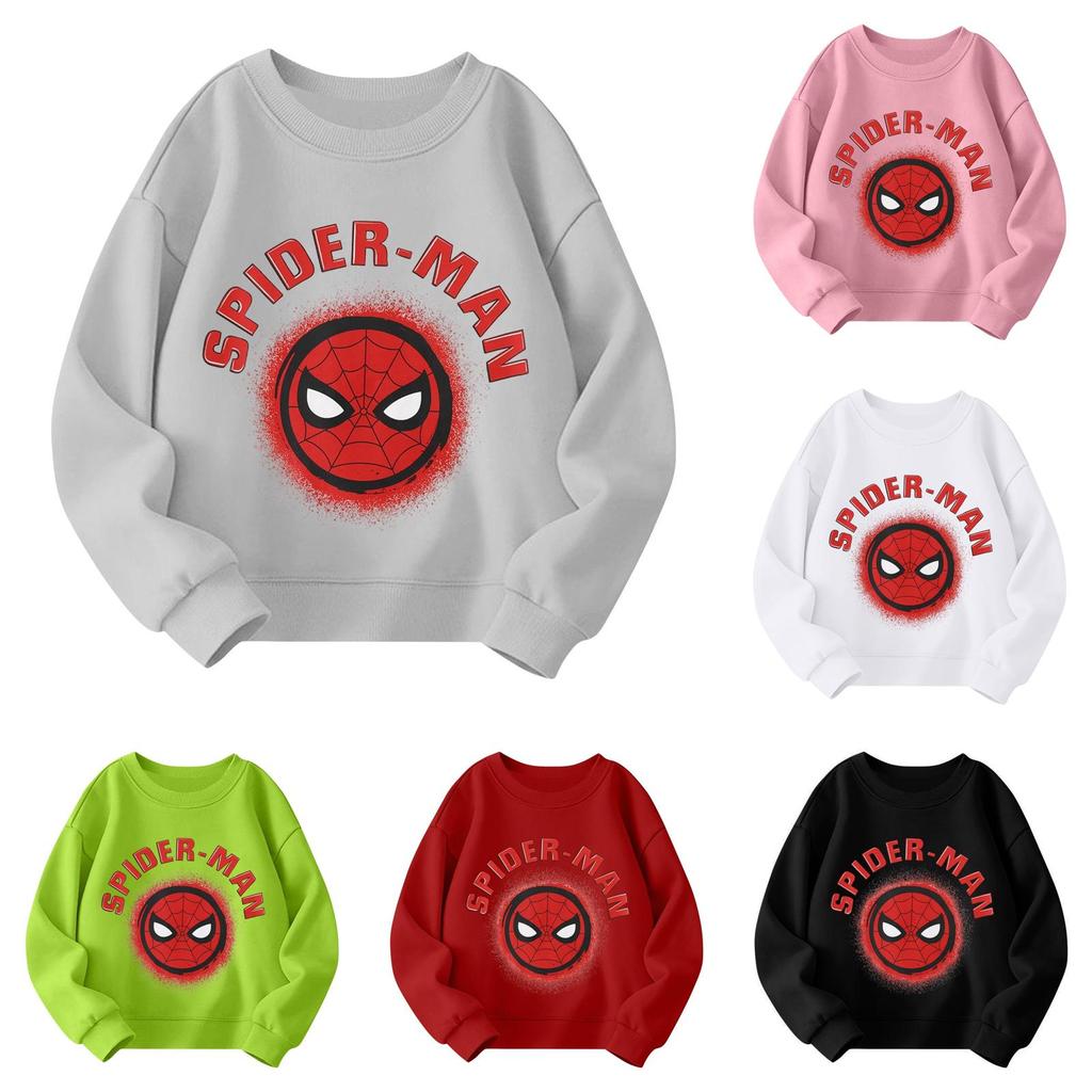 Boys and Girls Round Neck Plus Velvet Pullover Printed Top Sweatshirt