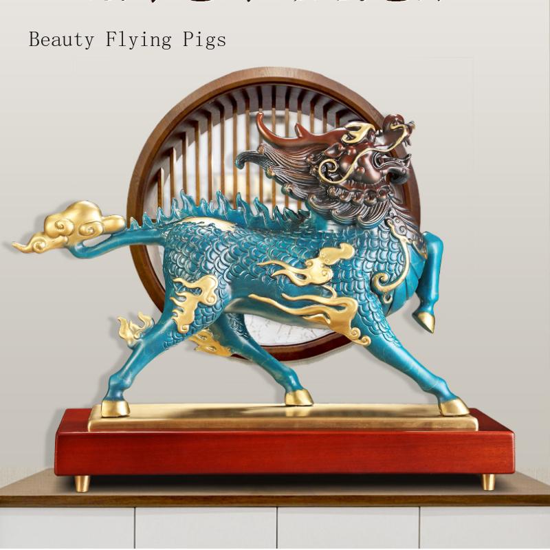 1PCS Metal Fenghuo Qilin Decoration Office Living Room Foyer Lucky Crafts Opening Housewarming Gift Feng Shui Ornaments