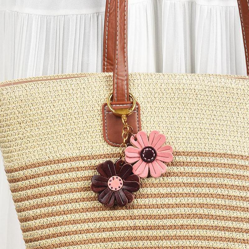 Leather Flower Keychains ,Handmade Leather Key Ring Accessories,Bag Charm,Purse Charm,Elegant Gifts For Women