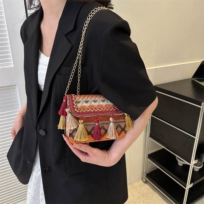 Single-shoulder Bag Women's Bag Chain Single-shoulder Bag Women's Ethnic Style Su Xiao Square Bag Personalized Crossbody Bag