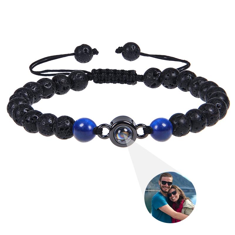 Personalisierte Foto-Armbänder Foto-Projektions-Armband Perlenarmbänder mit Bild darin 100 Sprachen Gedenkgeschenk