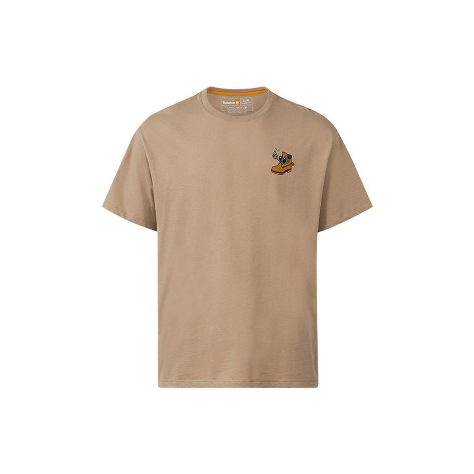 Timberland Casual Printed Loose Short Sleeve T-Shirt Men tops Brown A6CN6-269