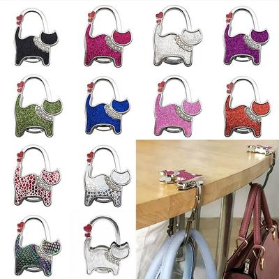 Cat Shape Folding Table Edge Handbag Hook Purse Hanger Holder Women Bag Organizer