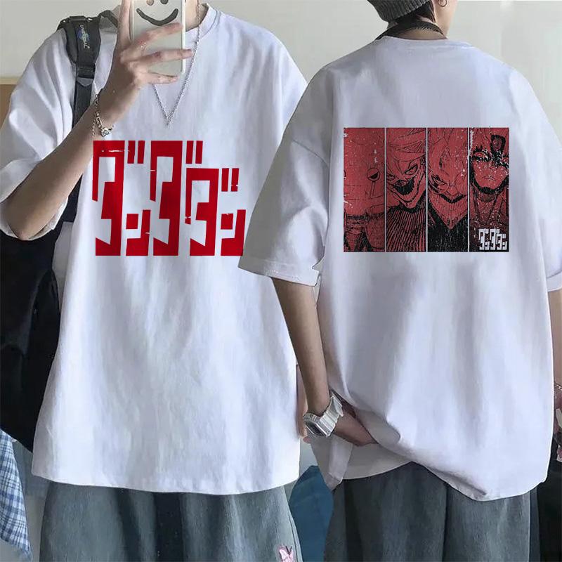 Retro Mange Men's T-shirt Japanese Anime Gothic T-shirt Dandadan Okarun90s Casual Loose T-shirt Versatile Streetwear
