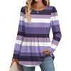 Women's Casual Fashion Long Sleeve Shirt Striped Tunic Top