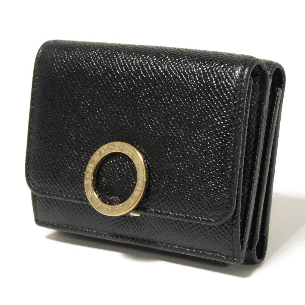 Used 11679 Trifold Wallet 288648 7942 RFID IC Chip Gold Compact Wallet Logo Clip Black Unisex from Japan AUTHENTIC