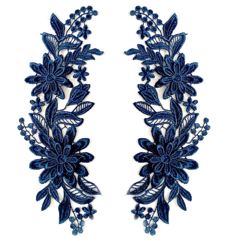 1 Paar Geborduurde Applicaties 3D Bloem Applicatie Voor Kleding Tas Kant Bloem DIY Hol Prachtige Badges Accessoires 23X8cm