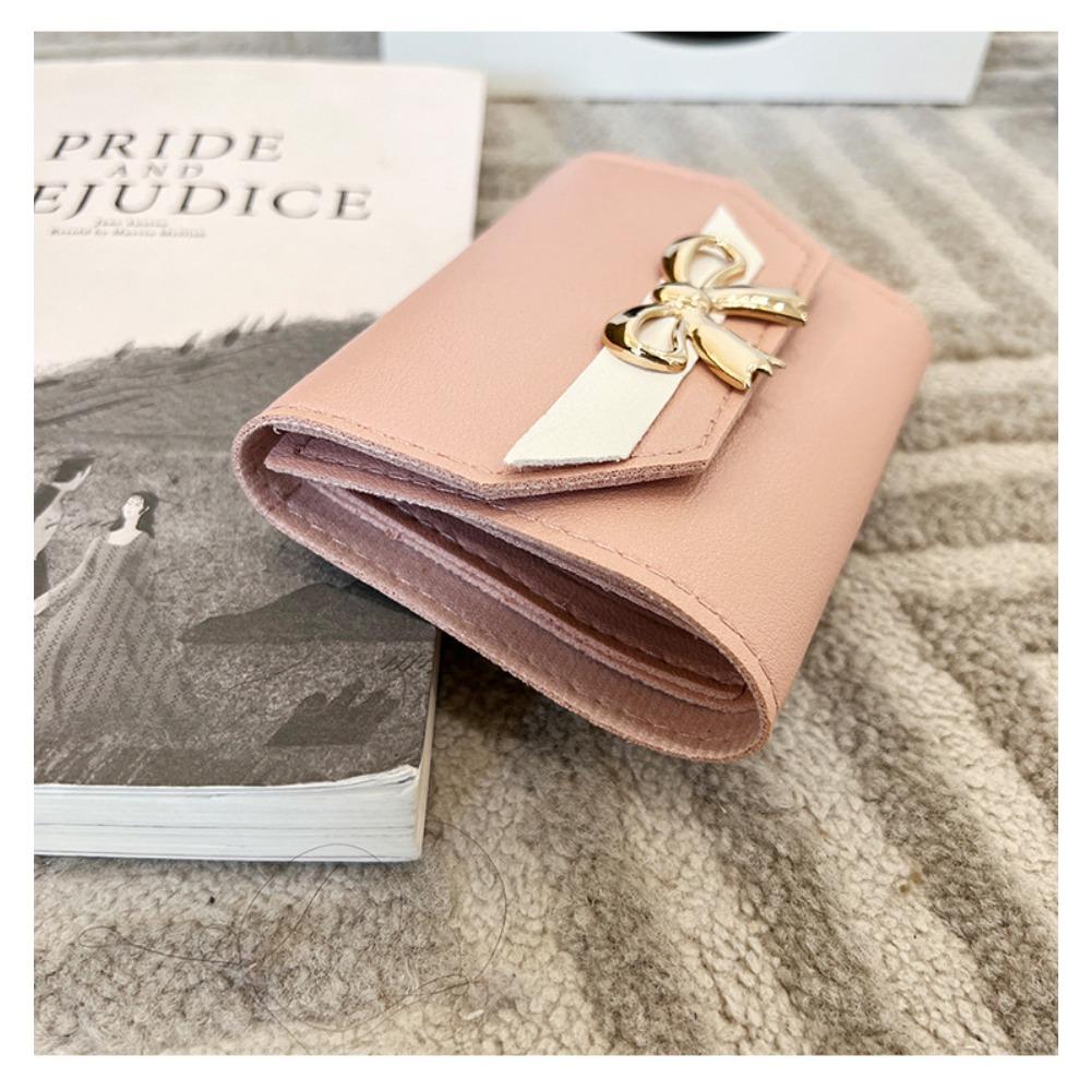 Women's Short Wallet, Stylish and Simple Clutch Bag, Bow-decorated Multi-card Wallet