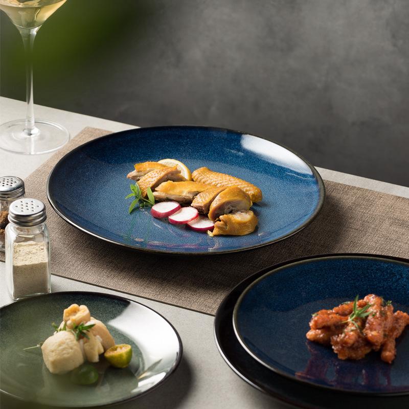 Ceramic Plate Personalized Japanese Tableware Western Dish Plate Creative Home Dish Plate Hotel Restaurant Steak Plate Plating