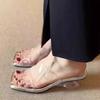 Fashion French Transparent One-word Sandals and Slippers for Women In Summer 2025 New Versatile High-heeled Sandals