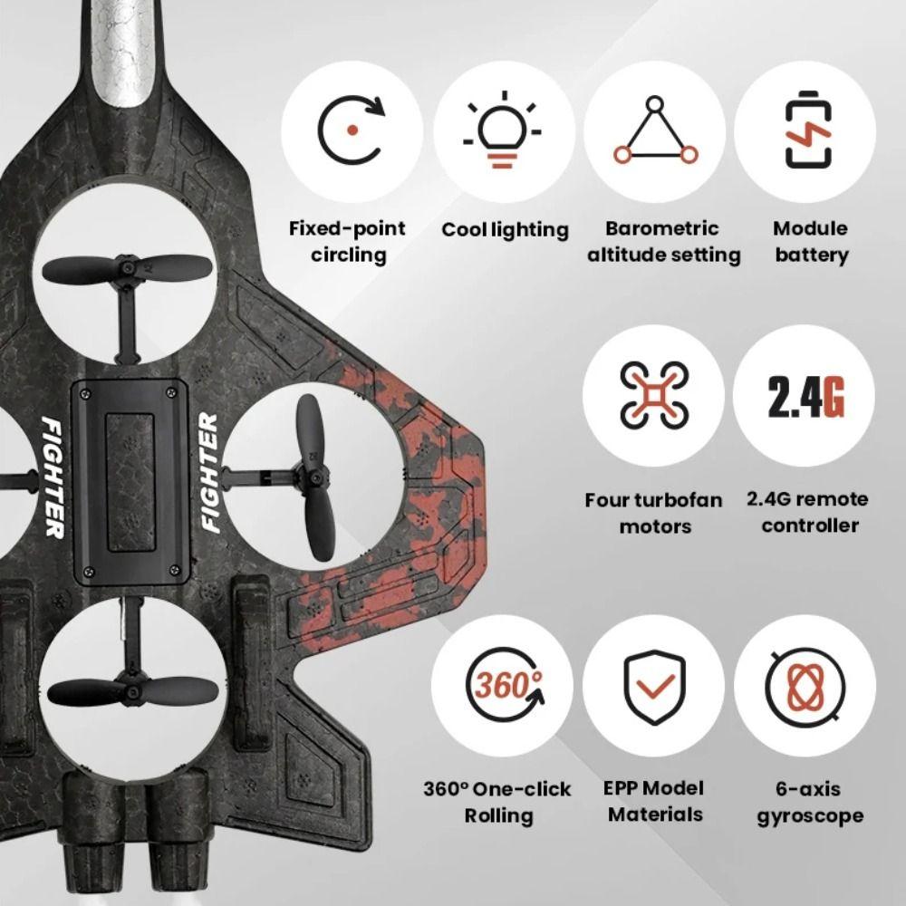 Gravity Sensing Four Motor Helicopter Toy Rechargeable RC Hobby Jet Plane Home Decor