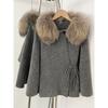 Damen Kurzstrickjacke mit Kunstfuchsfellkragen Lockerer Schnitt Lässiger Pullover 2026