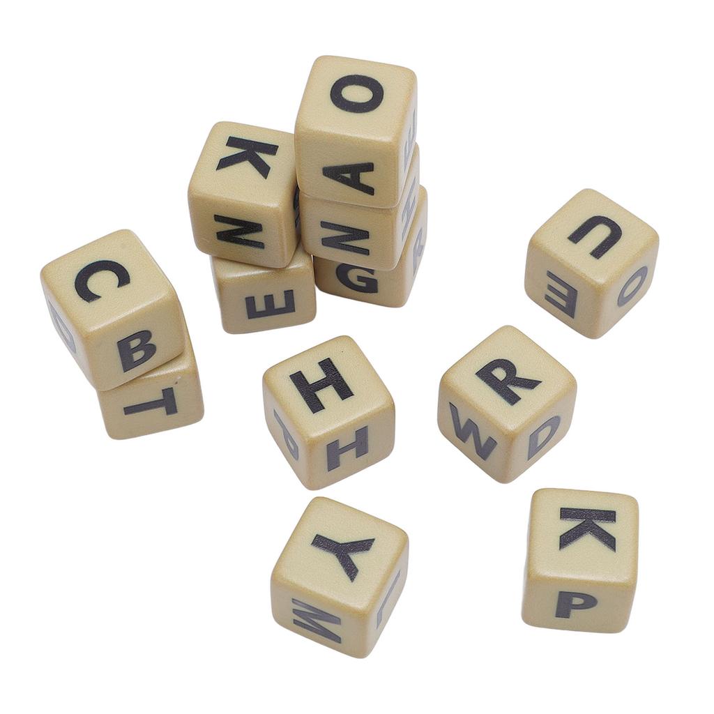 6 Sided Dice Crossword Game 12 Dice Letters Set Word Games Creative Game English Letter Dice with Case for Camping Education