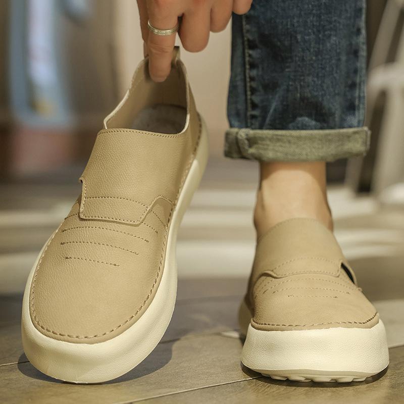 One-pedal men's shoes 2025 new spring casual leather shoes men's board shoes soft-soled sports work lazy shoes casual