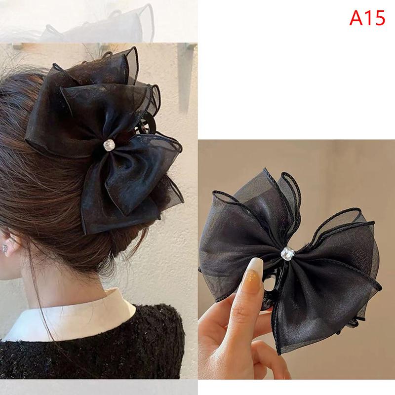 Large Bowknot Hair Claws Clip Shark Claw Hair Clips Solid Bow Hairpin Barrettes For Ponytail Women Hair Accessories Headband