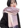New Plaid Small Fragrant Style Scarf for Women Korean Version Versatile Purple Warm Autumn and Winter Ins Couple Scarf for Men