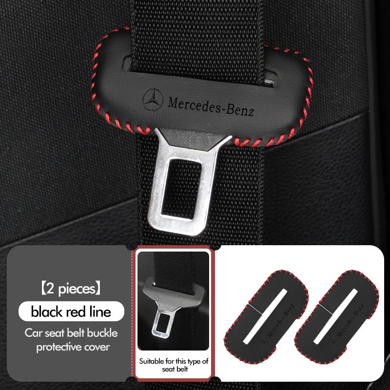 CGRE6 1/2pcs Car Leather Safety Belt Buckle Plug Protective Covers Interior Accessories For Benz CITAN VITO SPRINTER CLS SLK Sport ML