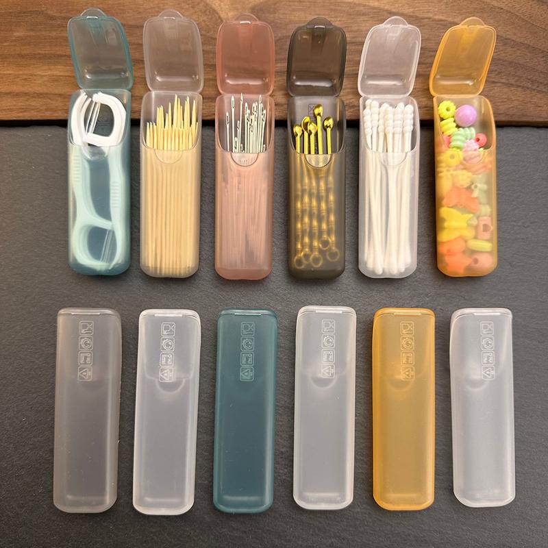 Mini Pudełko do Przechowywania Podróżne Przenośne Przezroczyste Pudełko na Wykałaczki Waciki Do Podróży Plenerowych Zaopatrzenie Kuchenne Restauracyjne