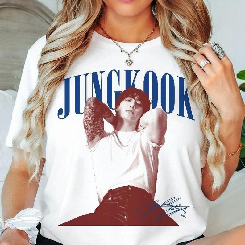 

Модная трендовая футболка для мужчин и женщин, винтажная футболка Jungkook Seven, подарки для фанатов, хип-хоп, уличная одежда, оверсайз футболка, с коротким рукавом, повседневная одежда 4XL