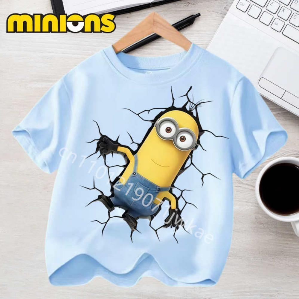 Anime Minions T-shirts for Children Kawaii Cartoon Graphic T Shirts Girls Casual Short Sleeves Tops Summer Baby Boys Clothing